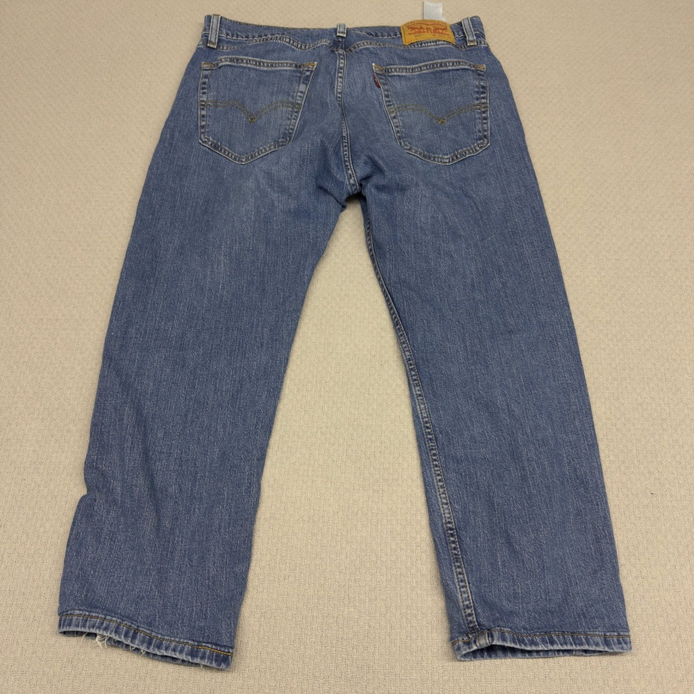 Levis 505 Jeans Mens 34x29 (Fits 34x24)‎ Blue Denim Regular Fit Hemmed Grunge - Picture 2 of 12
